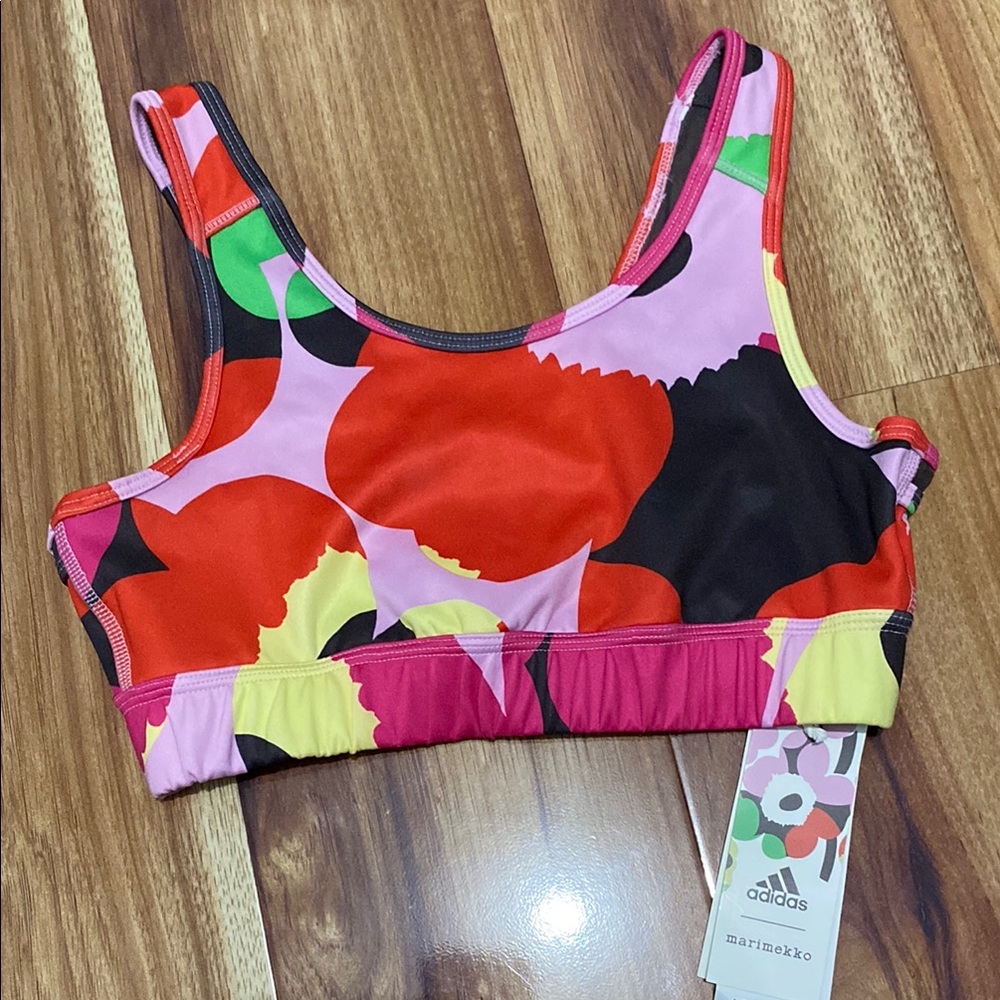 Adidas Marimekko Floral Sports Bra - Red, Pink, Yellow, Black